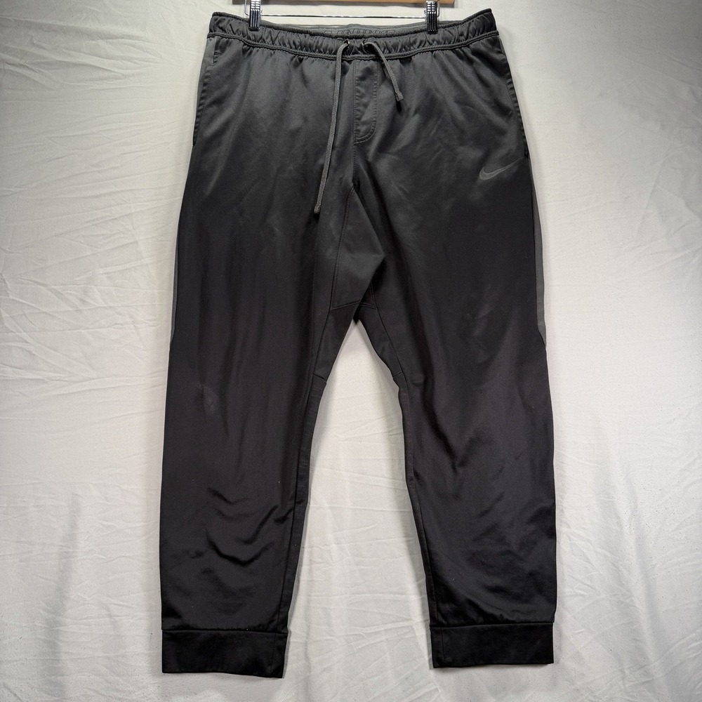 Nike Sweatpants Mens 2XL Black Therma Fit Swoosh Athletic Jogger Work Out Fleece